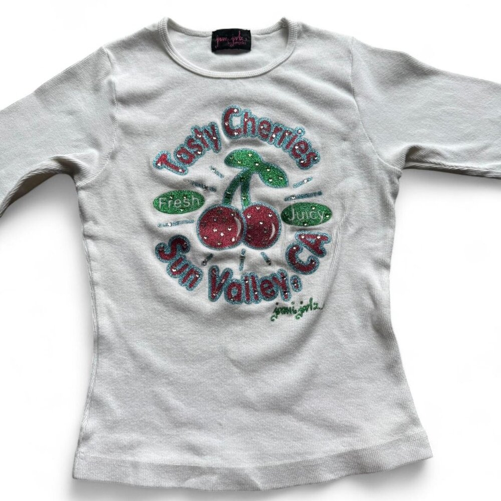 Joomi Joolz 3/4 sleeve long sleeve top with cherry graphic print